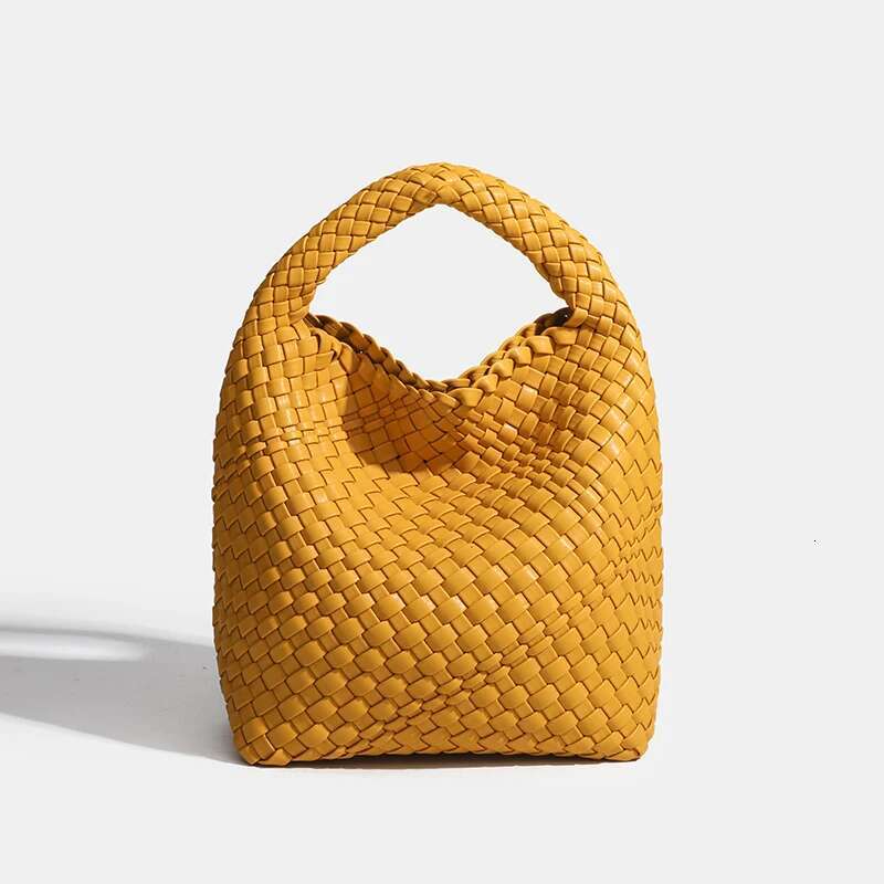 Hot Export Products Women's Leather Comfortable And Minimalist Yellow Series Hand Woven Bag