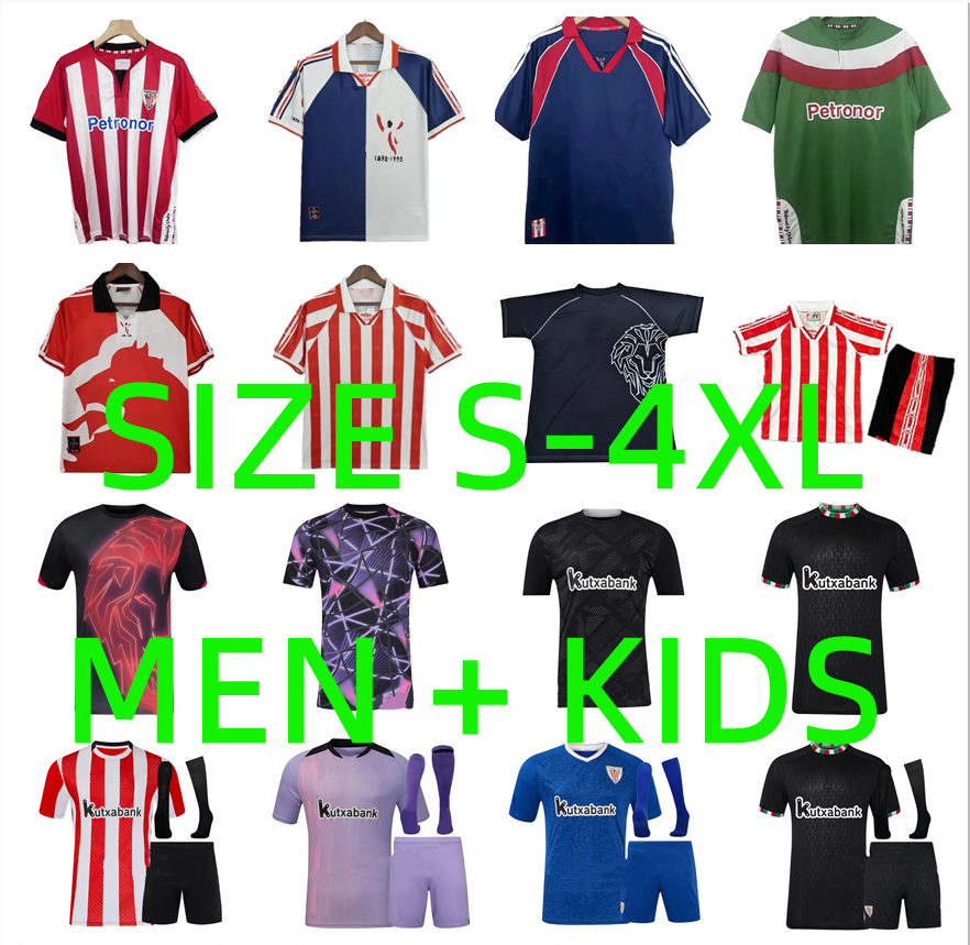95 96 97 98 99 00 11 12 Retro Bilbao GURUZETA Soccer Jerseys 24 25 Centenary Athletic WILLIAMS O.SANCET YURI A. DJALO SIMON UNAI Football shirt 2024 2025 camiseta Men Kids
