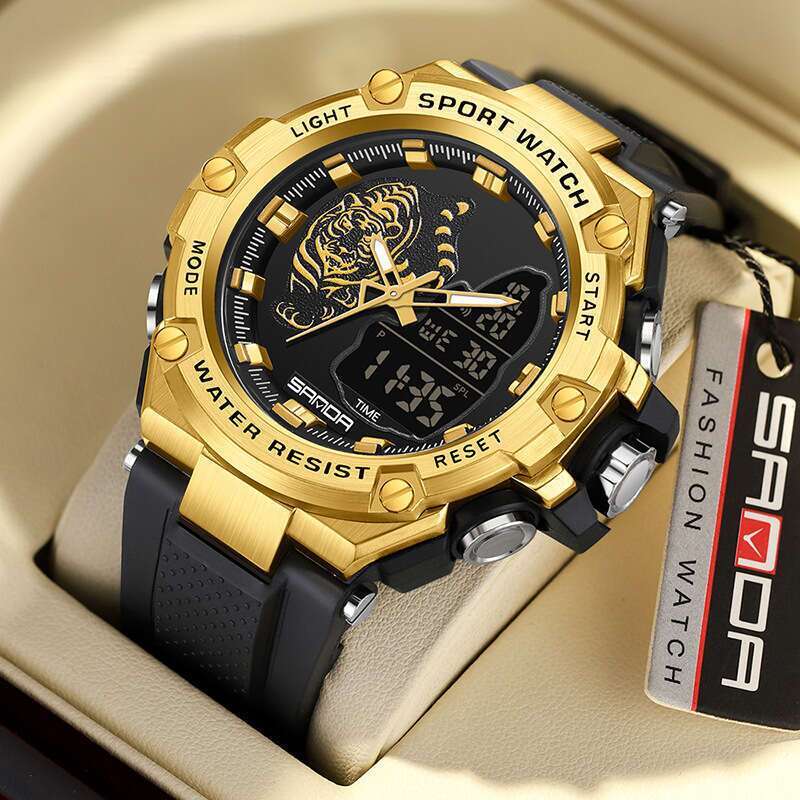 DHwatches Sanda New Electronic Watch Beast Green Light Waterproof Fashion Trend Black Technology Multifunctional Shockproof Men's Wristwatch