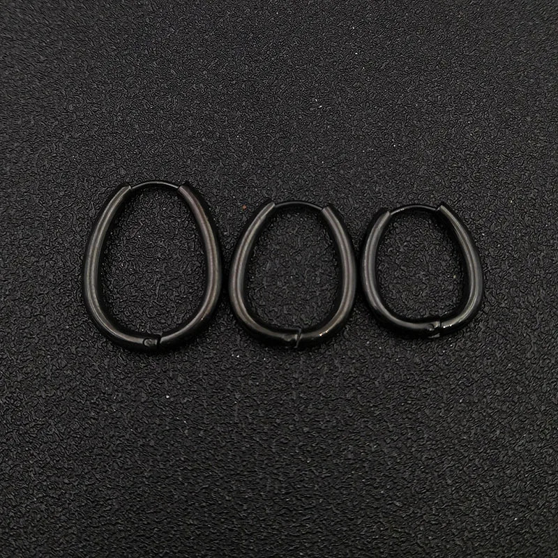 10pcslot Gold Stainless Steel Water Drop Hoop Earrings Black Geometry Oval Earrings for Women Female Jewelry Wholesale 251131