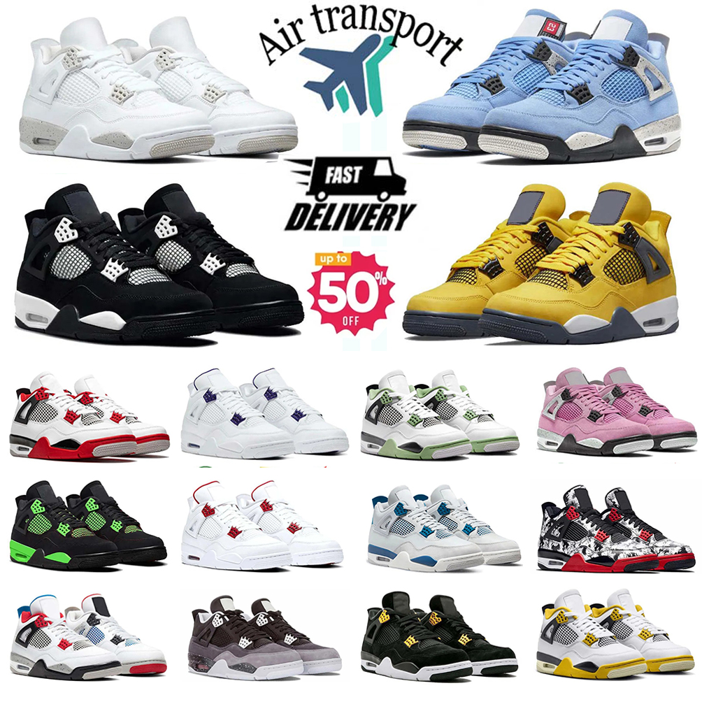 Designer shoes Basketball Shoes For Men Women 4s Sneaker Military Black Cat Pine Green Seafoam White Oreo Red Thunder Unc Bred Cacao Medium Olive Sail Mens Trainers BB