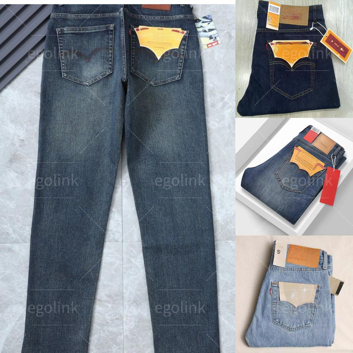 American Spirit Style 501 Mens Jeans Straight Jeans Loose Men's 511 HighQuty Distressed Button Classic Washed Casual Pants Trousers Retro lev