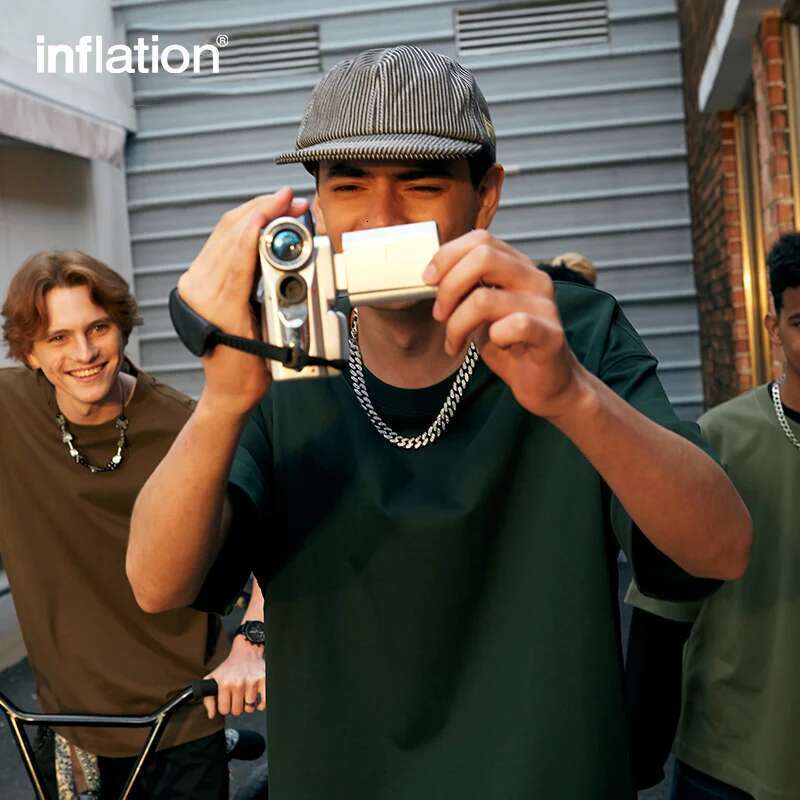 Heavyweight Minimalist T-Shirts Men Solid Color Cotton Drop Shoulder Tees Unisex Tops