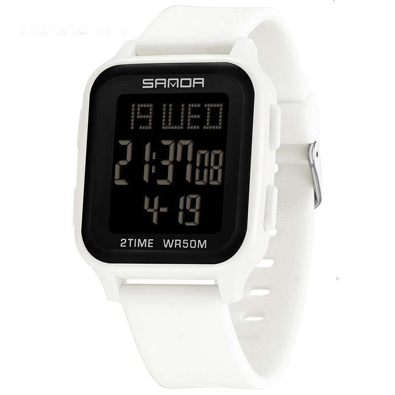 DHwatches Sanda Electronic for Middle School Students, Fashionable Trendy Multifunctional Unisex with Alarm Clock, Square Single Display Sports Watch