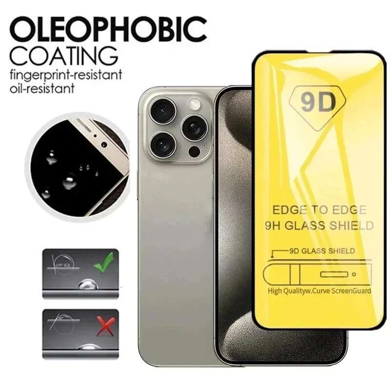 1-5PCS 9D Tempered Glass For iPhone 16 Pro 15 14 13 11 12 Mini XR X Xs Max 7 8 Plus SE 6s 16pro 15pro 13pro Screen Protector