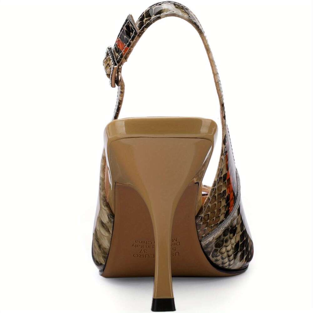 TDD Snake Print Womens Sandals Dressy Strappy Wide Sandalias Comfortable Summer Dress Pointed Toe High Heels Ladies Fashion Elegantes 3 Inch Stiletto 