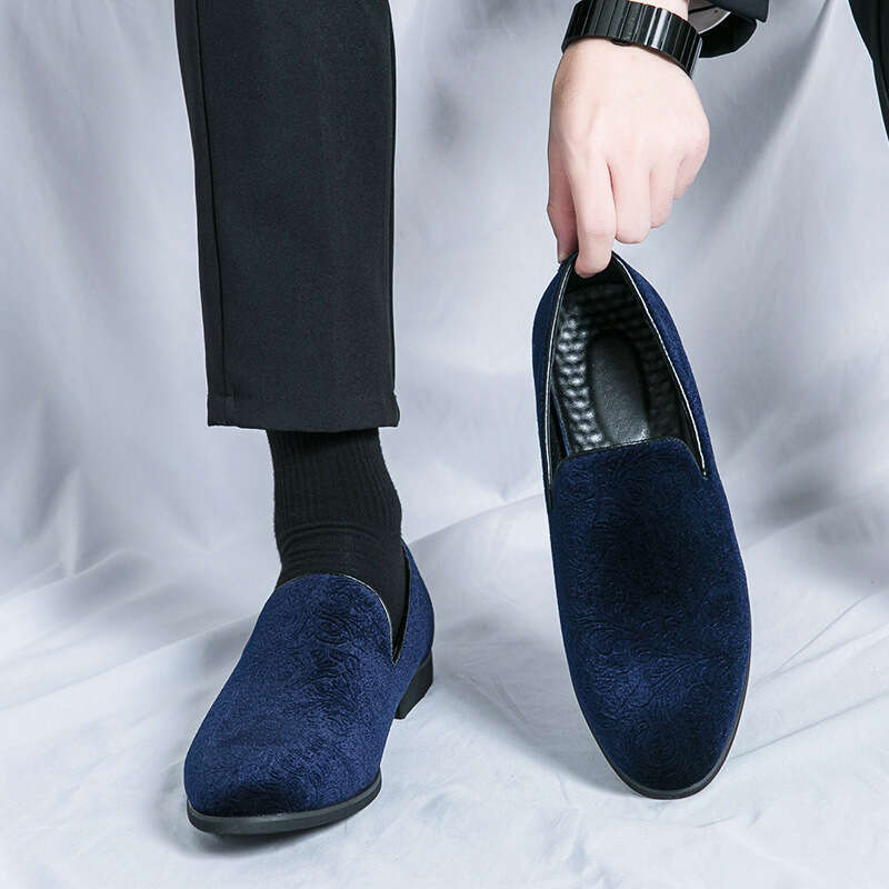 Large size personalized trendy night leisure 2024 Spring and Autumn men's patterned suede lazy people step on bean shoes