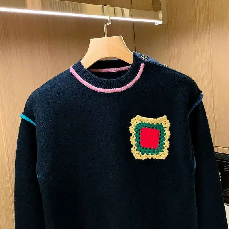 Slim Fit Knitted Round Neck Autumn Lazy Style Sweater Casual Young Men Korean Contrast Color Wool Sweaters Z28