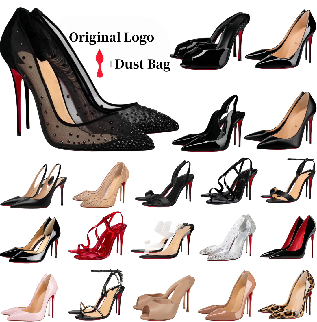 Designer Heels Red Bottomshoes Women Heels 6cm 8cm 10cm 12cm Red Soled High Heels Sandals Nude Black Luxury Brand Woman Pumps with Dust Bag 35-44