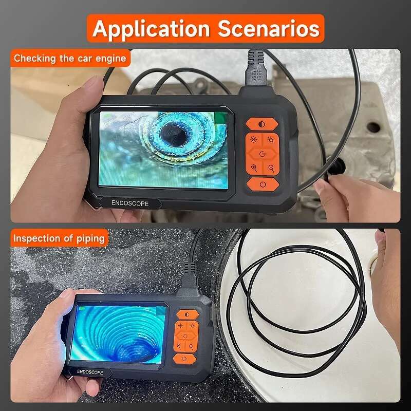 Endoscope Camera 4.3'' IPS Screen HD1080P 8MM Removable Cable 1-100 Meter USB Pipe Inspection Borescope Waterproof 8LEDs 2600mAh