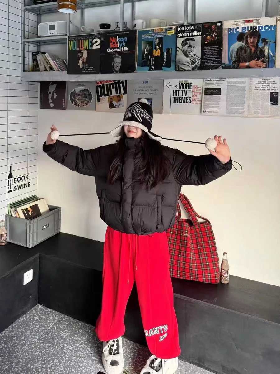 Winter Chic Patchwork Hooded Puff Down Jacket Women 90White Duck Down Loose Down Jacket Female Zipper Drawstring Parker OutwearT251105