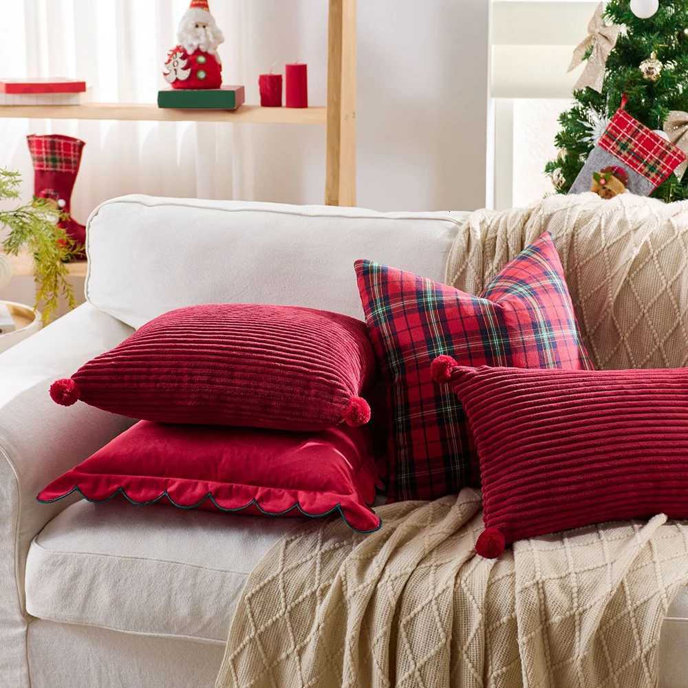 45x45cm New Christmas Red Throw Pillowcase Cojines Sequined Elk Plush Festival Decoration Sofa Pillow Cushion Covers Decor Home Y251105