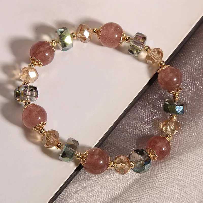 Handmade Beaded Strawberry Colour Crystal Fashionable and Versatile Accessories for Women C251105