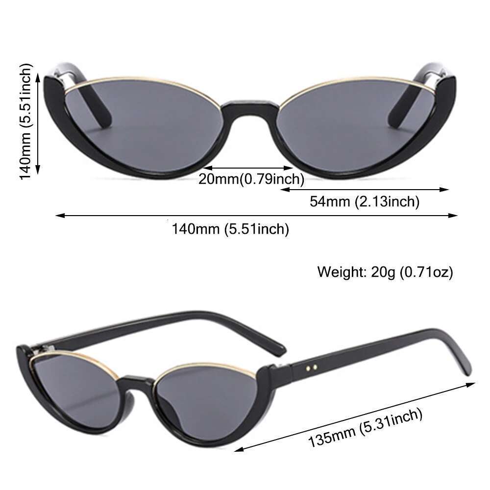 New Small Cat Eye Women Men Trendy Vintage Shades Eyewear Fashion Driving Cycg Sunglasses Half-frame Sun Glasses