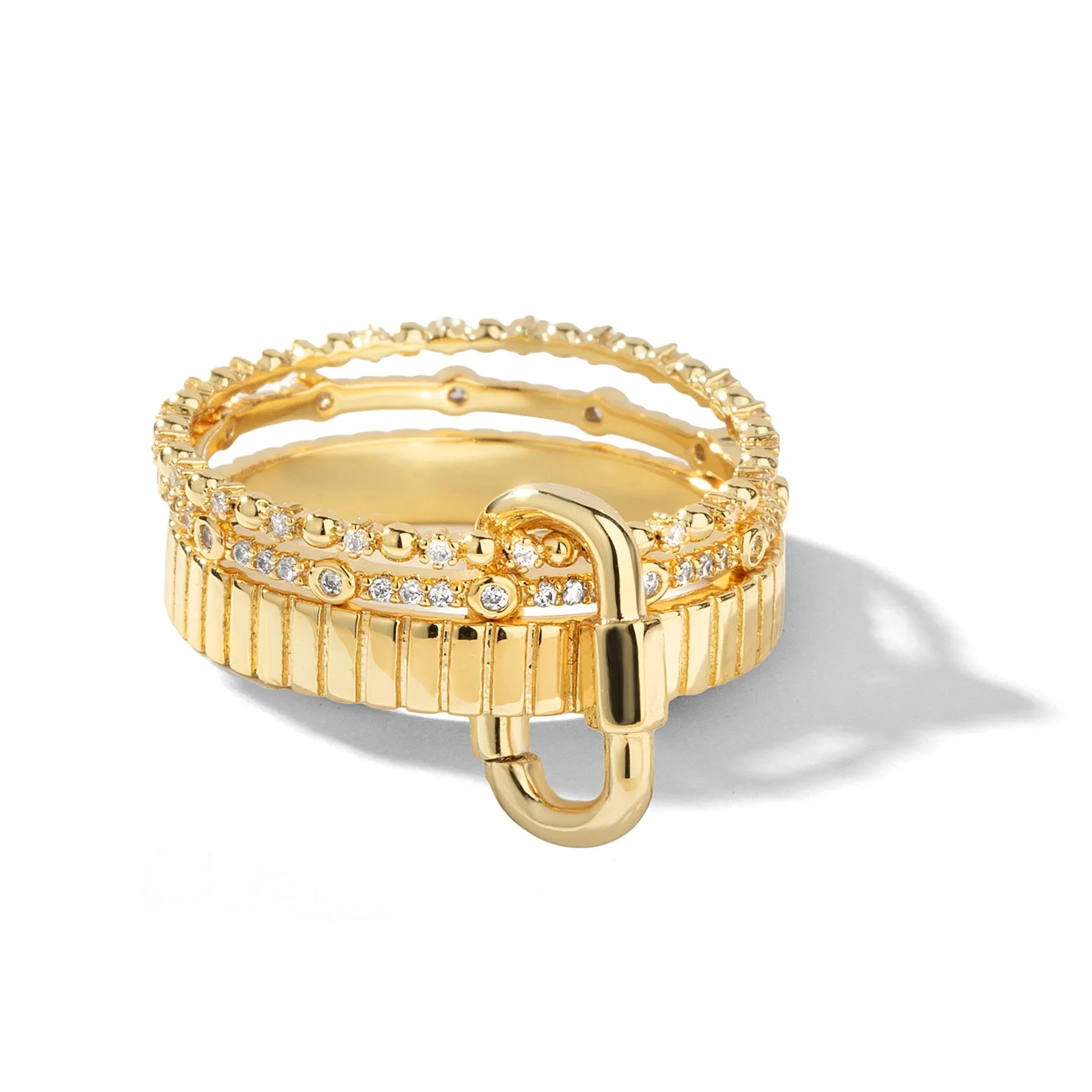 2025 New Fashion Gold Plating Water Drops Tassel Chain Ring Bling 5A CZ For Women Girl Double Layer Personalized Jewelry