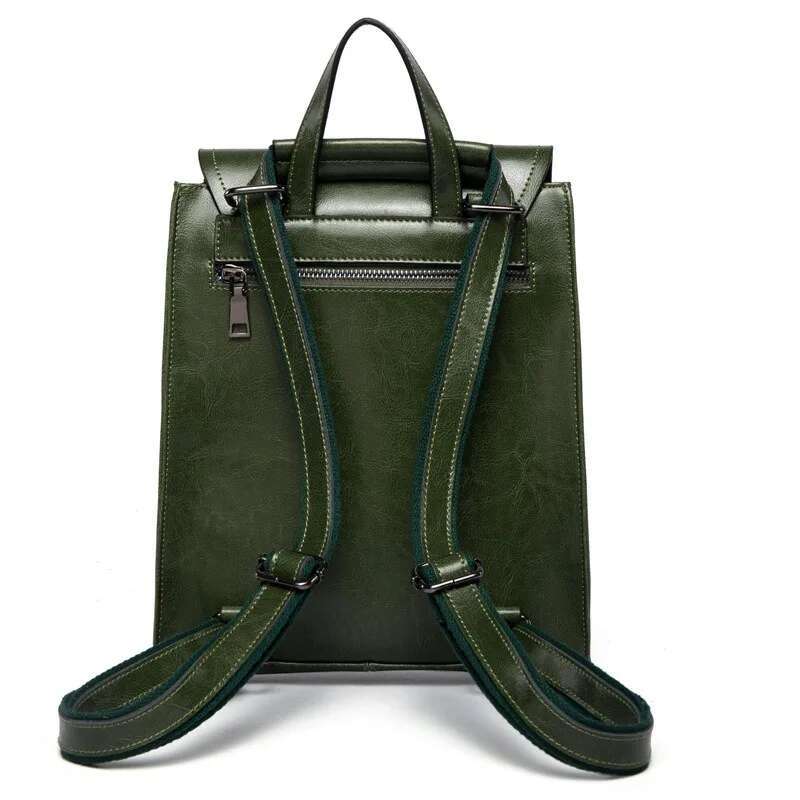 Backpack Backpack 2024 New European-American Style All-Match Leather Women's Bag Fashion Oil Wax Cowhide Schoolbag Women