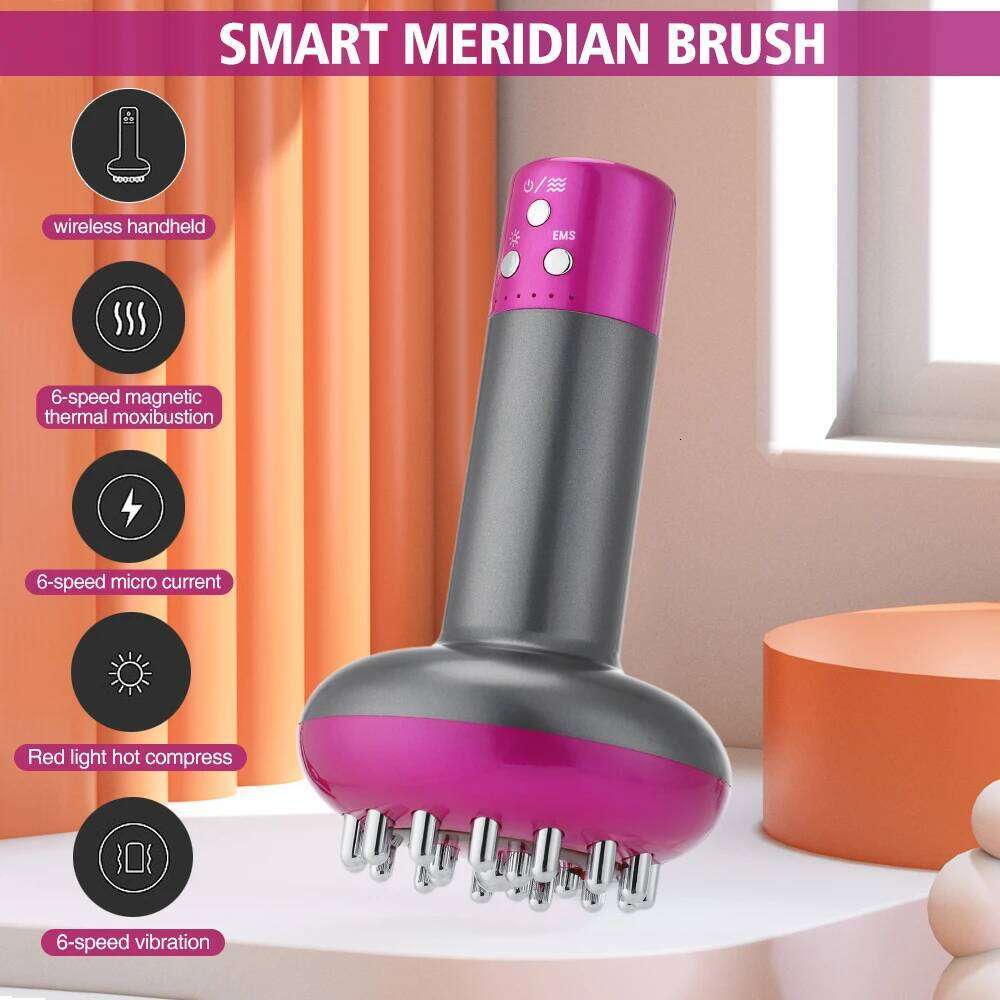 Electric Meridian Brush Scrapping Microcurrent Vibration Red Light Hot Compress Body Slimming Cellulite Massager Health Care