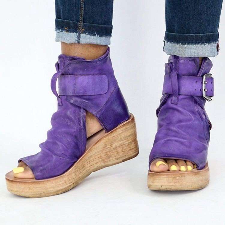 Roman Summer Heel Fashion Women's Shoes New High Top Wedge Thick Free Shipping Sole Peep Toe Sandals For Women Size 43