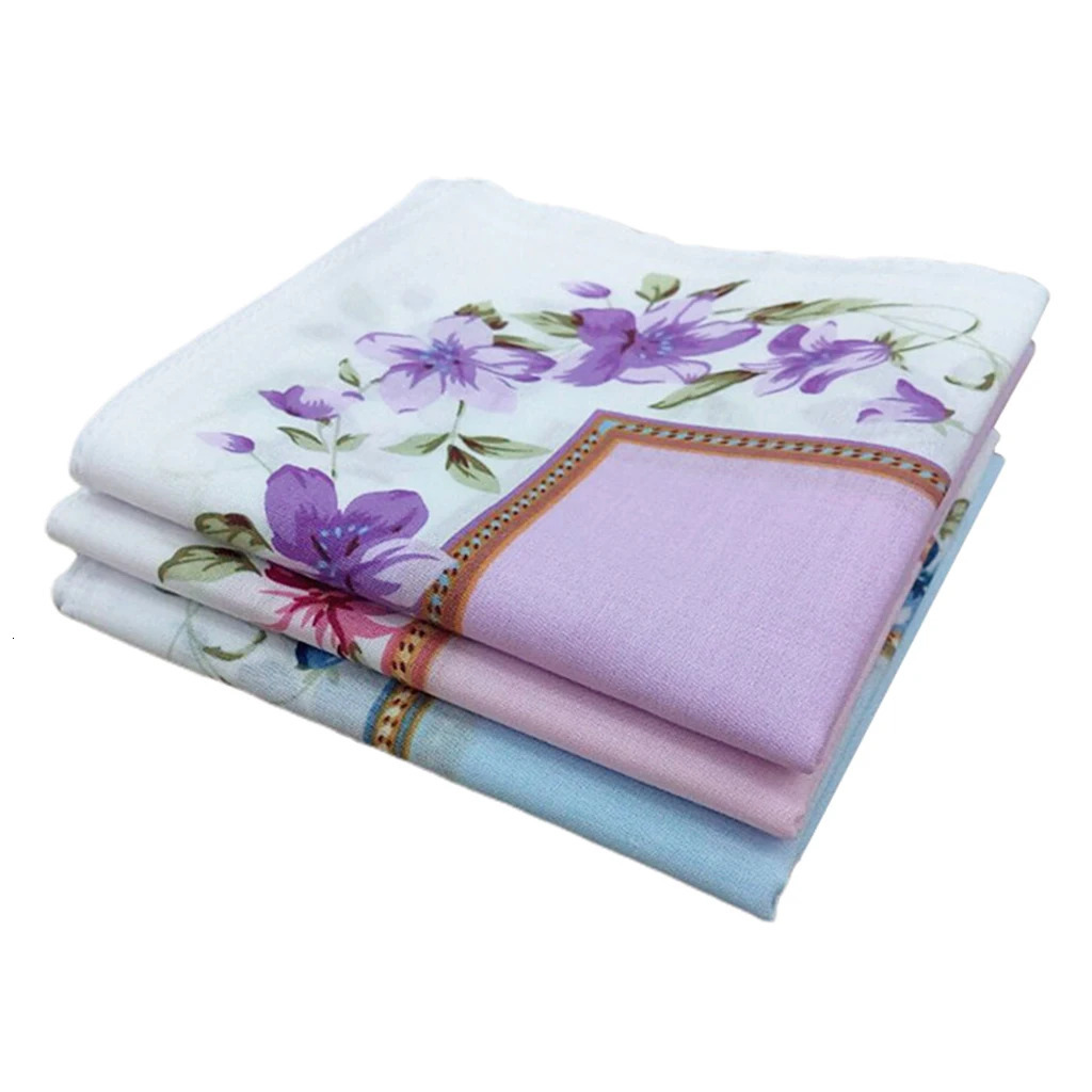 12Pcs Cotton Beautiful Handkerchiefs Women Pocket Hanky Party DIY Hankie Kerchiefs Towel 250403