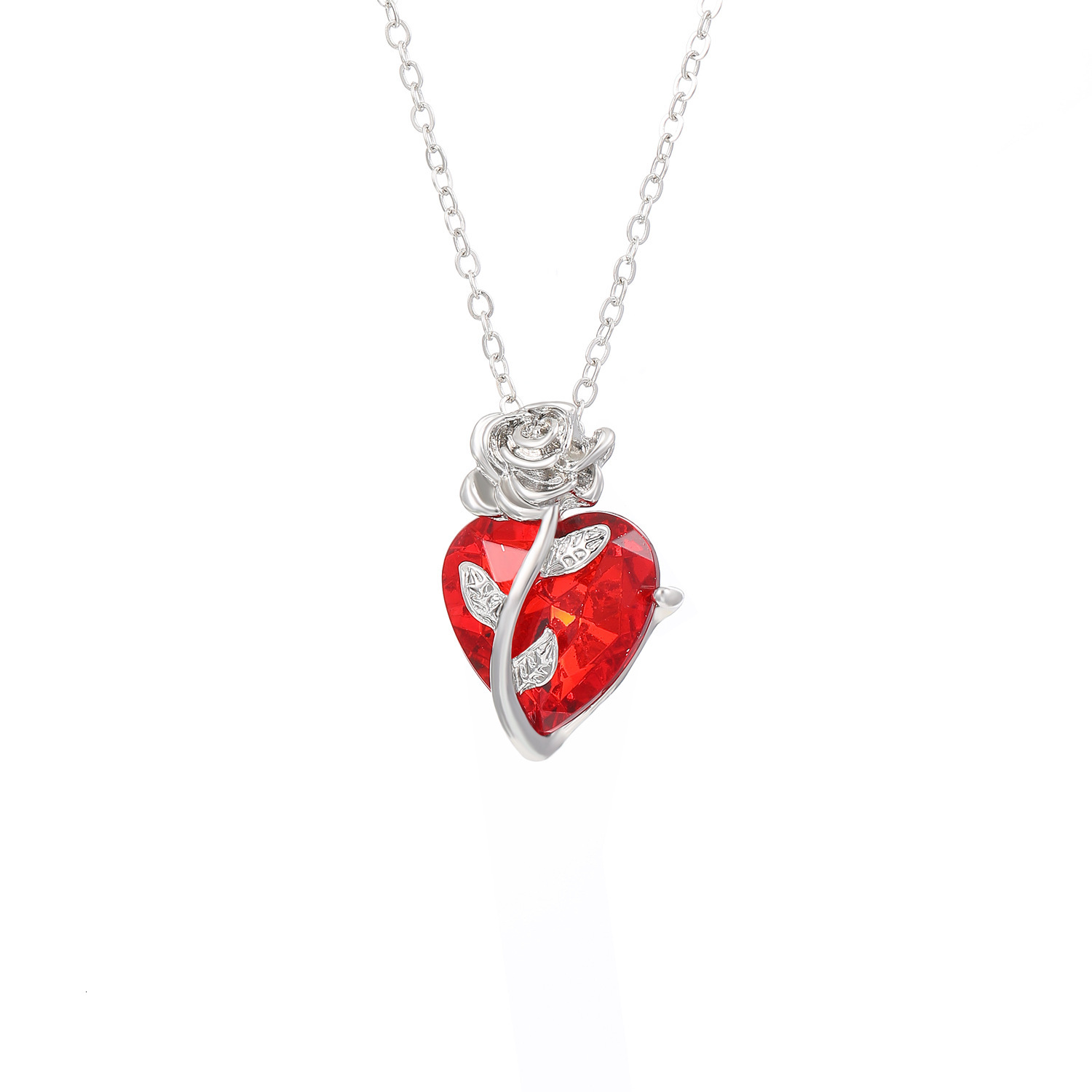 European and American Heart Rose Necklace for Women, Ins Gothic Dark Style, Twisted Flower Heart-shaped Collarbone Chain, Valentine's Day Jewelry