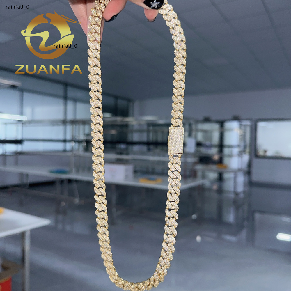 Hip Hop Jewelry 10MM Moissanite Diamond Cuban Link Chain 925 Silver Cuban Link Chain Iced Out With GRA Certificate