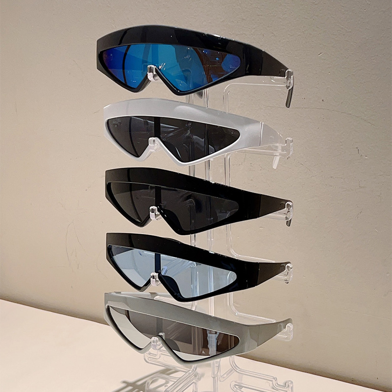 New Y 2 K Futuristic Sunglasses Over sized Shield Frame Chunky Curve Lens UV 400 Trendy Street wear Photography Statement Unisex