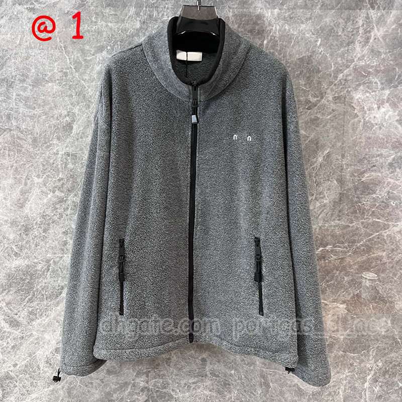 Designer Letters Fleece Jacket For Women Luxury Double Zipper Gray Hooded Coat Autumn Spring PU Leather Vacation Jackets