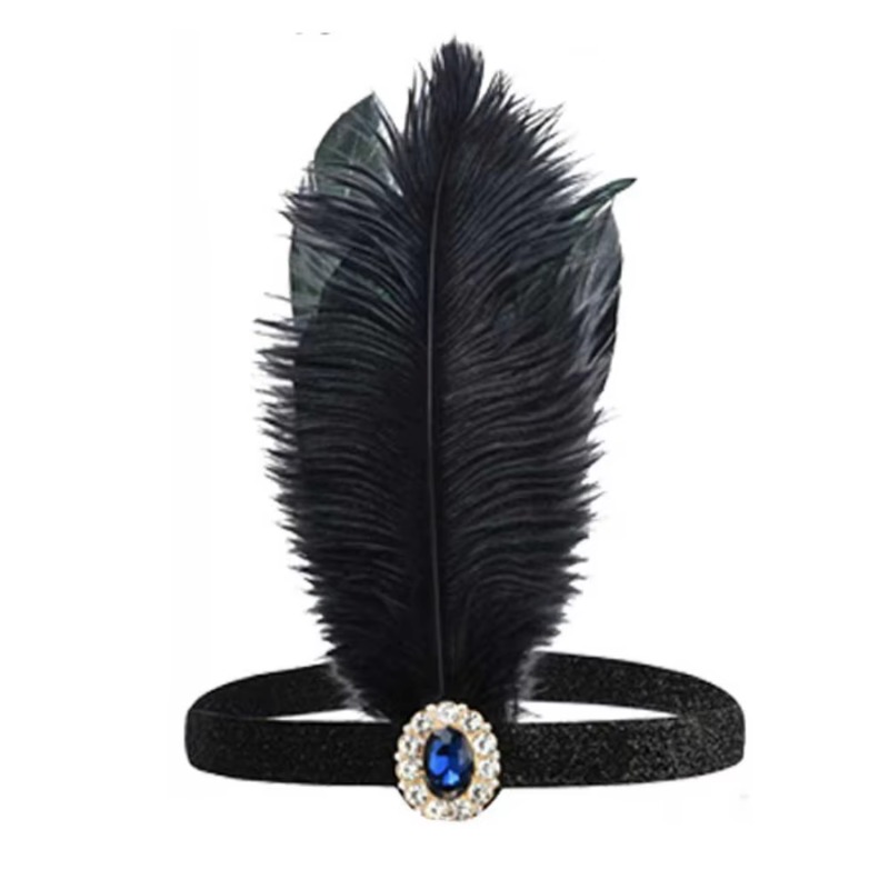 7 pieces of 1920 fashionable women's clothing accessories, feather headbands, necklaces, gloves, cigarette sticks, fishing net socks and other wo