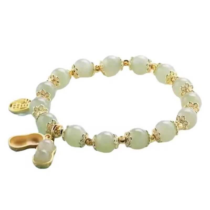 Fashion Peanut Lucky Female Light Luxury Imitation Hetian Jade Temperament Beaded Jewelry Gift C251105