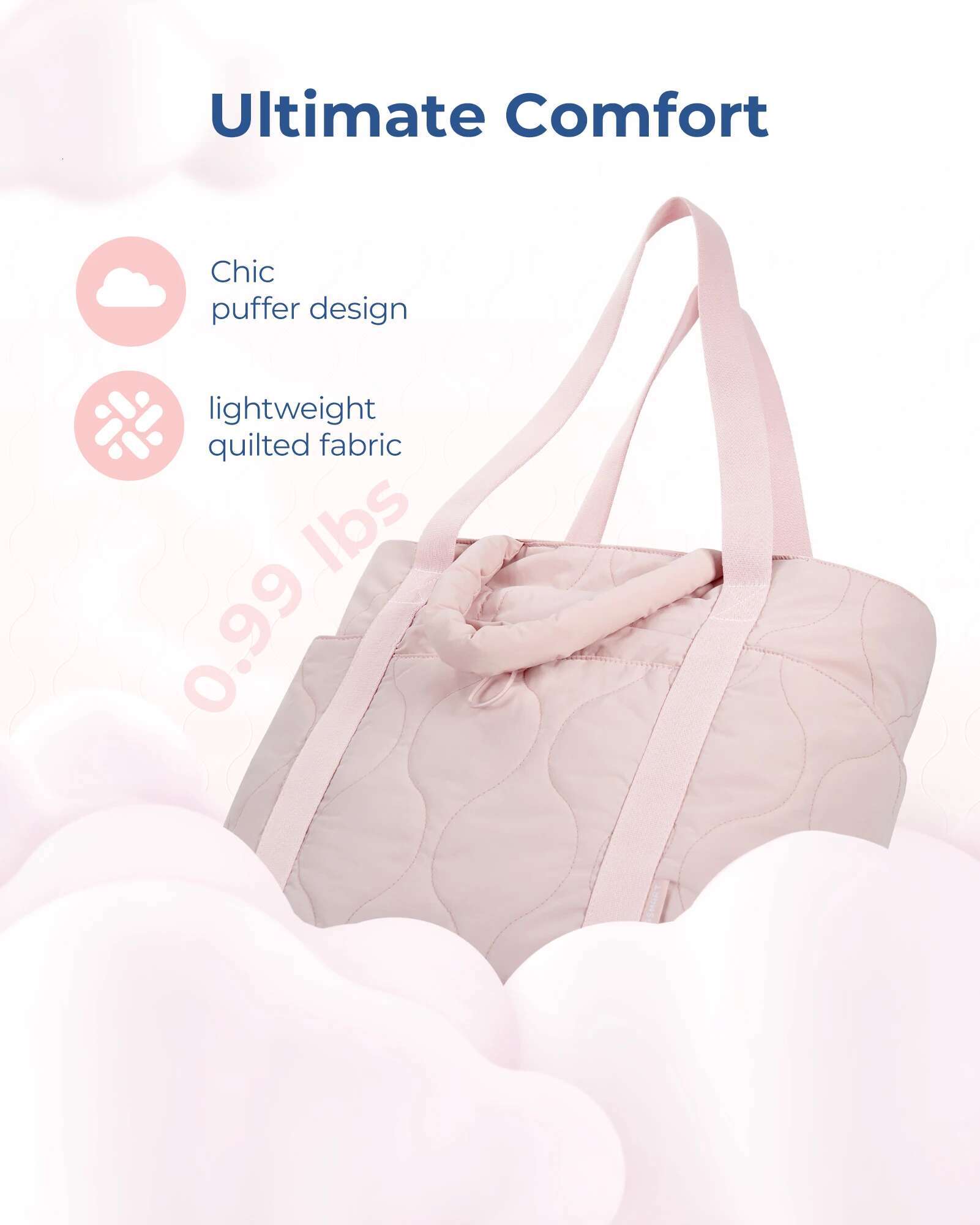 BAGSMART Lightweight Boston Women's Puffer Tote Quilted Work Travel Bag Large Padded Handbags Shoulder Bags High-Quality