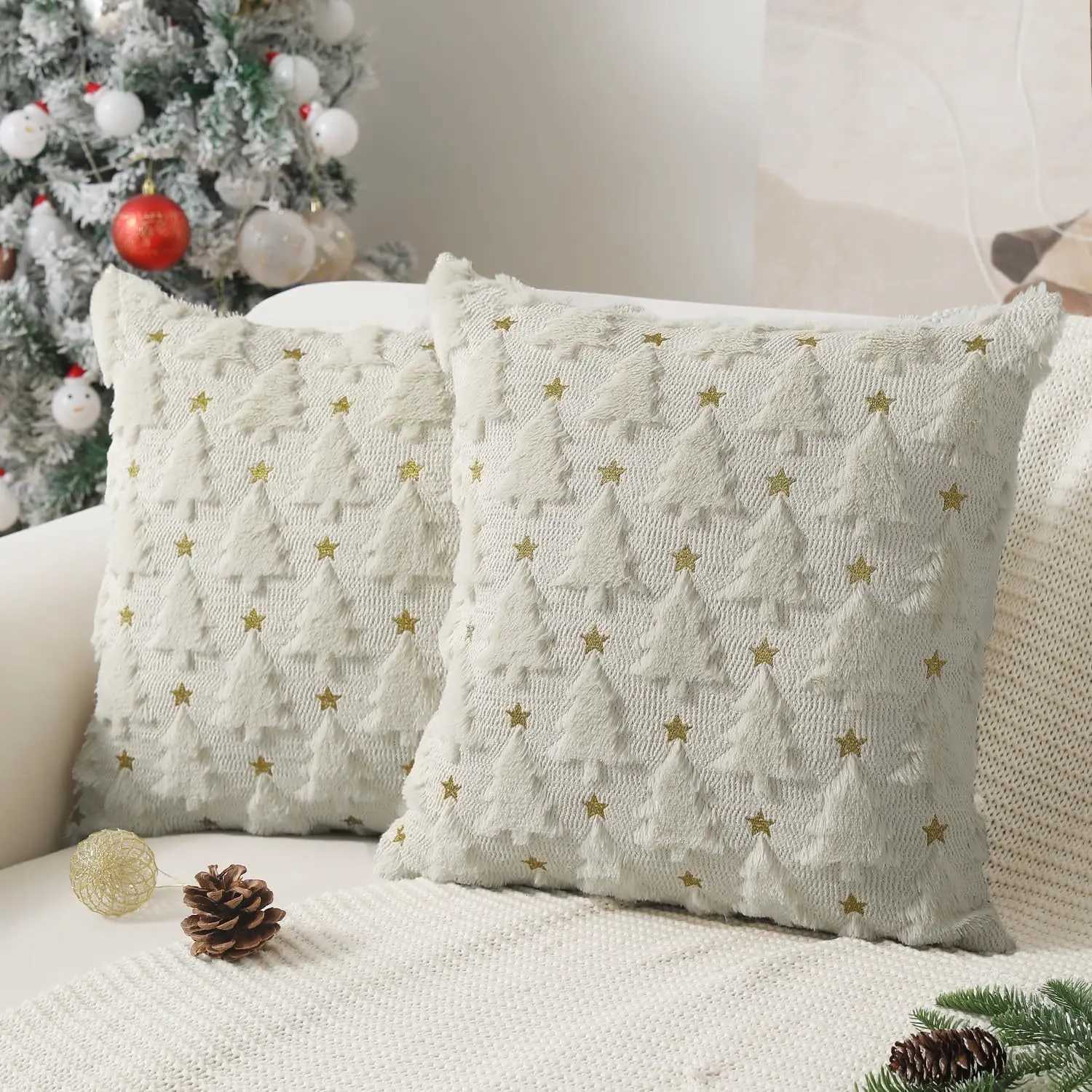 1pc Christmas Pillow Case Decorative Throw Cushion Set - Knitted Christmas Tree Pattern for Living Room Sofa Cushion Cover Y251105