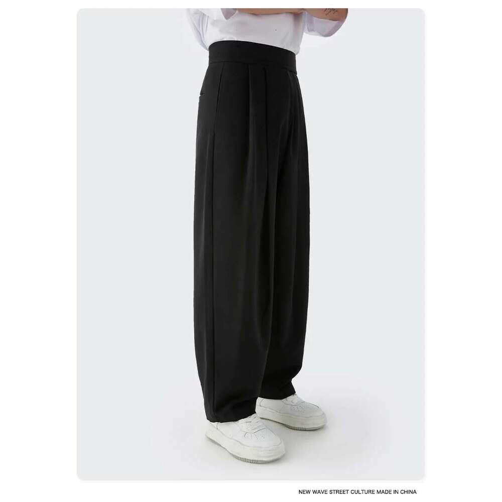Men's Casual Fashion Straight Leg Suit Pants Men Black Dress Trousers Japanese Streetwear