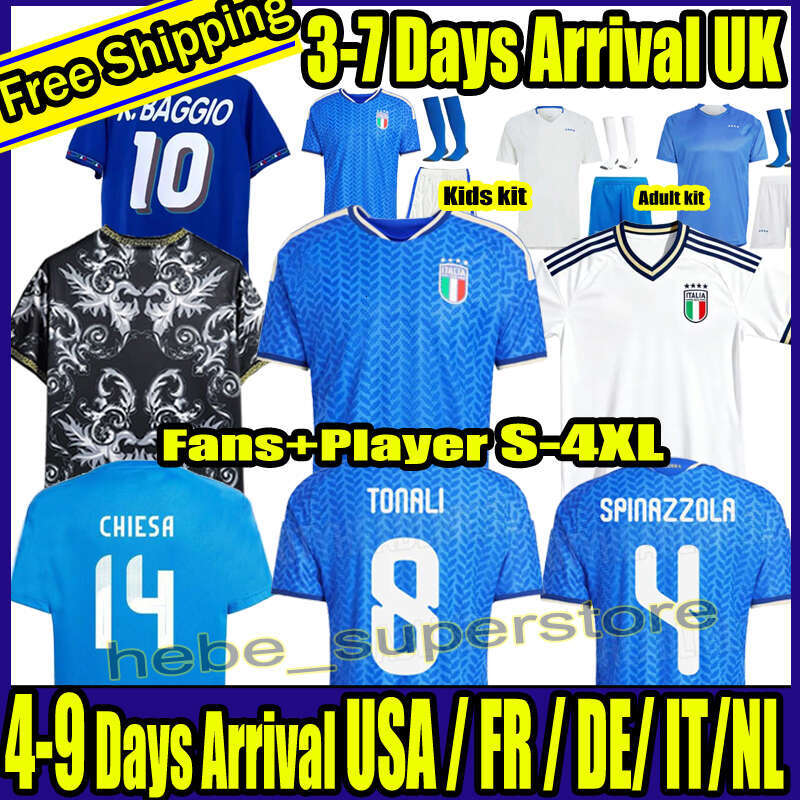 S-4XL 2024 2025 2026 ItalyS Jersey Retegui Raspadori Orsolini Maldini Italia Soccer Jerseys Frattesi Barella Dimarco Bastoni Italia Football Shirt Men Kids Kit
