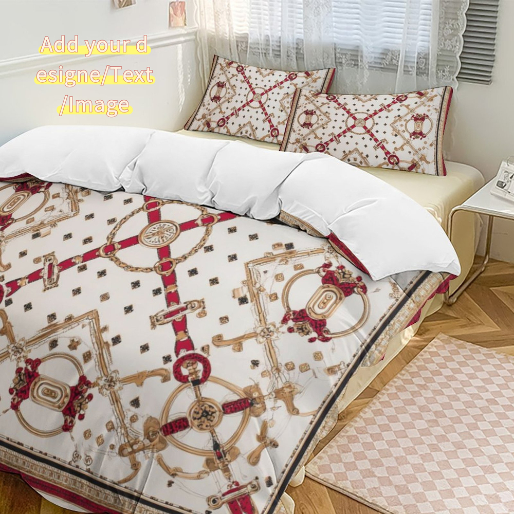 Custom Bedding Set Luxury Designer H Printing Horse Printing Quilt Cover Pillowcase 3Pcs set Pure Cotton Comfortable Bedding Set Bedroom Decoration H1