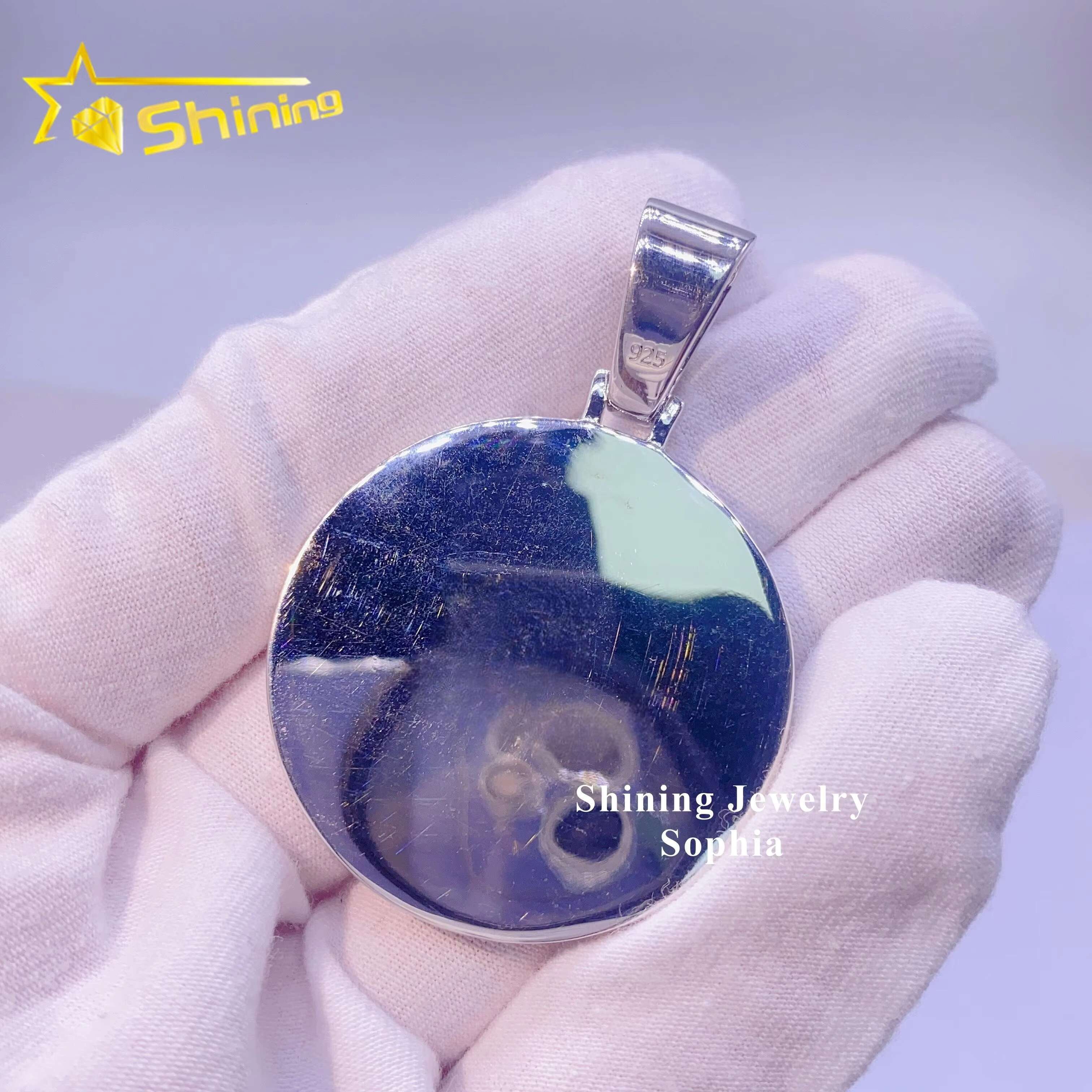 Custom Fine Jewelry Pass Diamond Tester 925 Sterling Silver Lab Diamond VVS1 Moissanite Picture Pendants