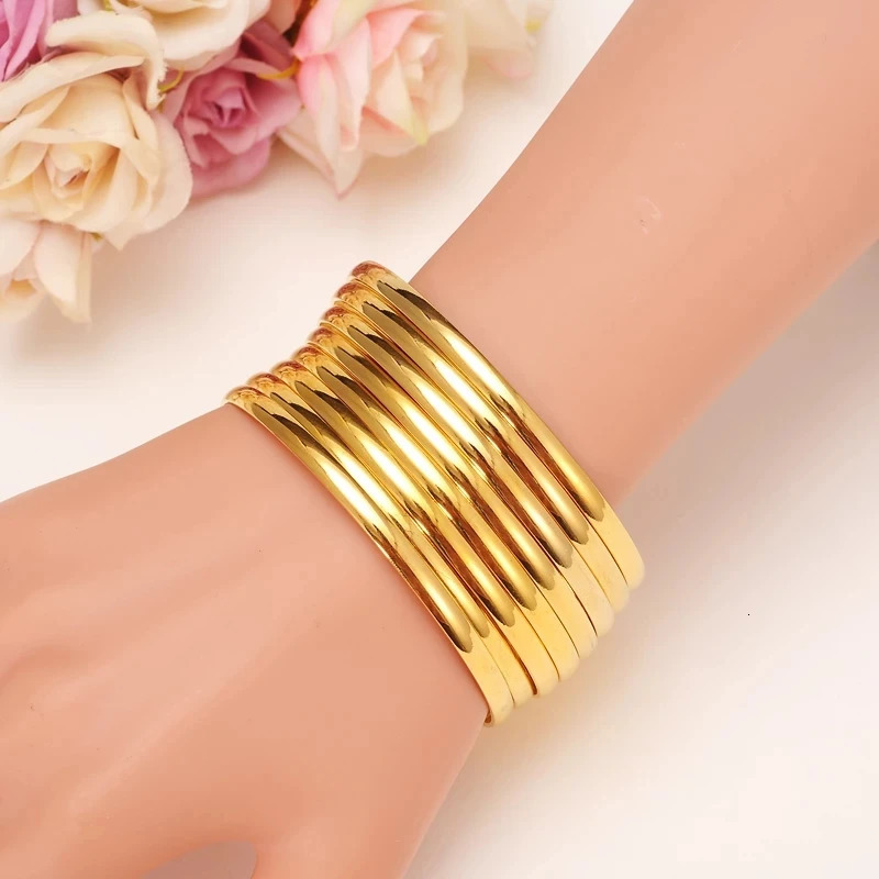24K gold plated Bangles Ethiopian Africa Fashion Gold Color Bangles For Women African Bride Wedding Bracelet Jewelry Gifts 251031