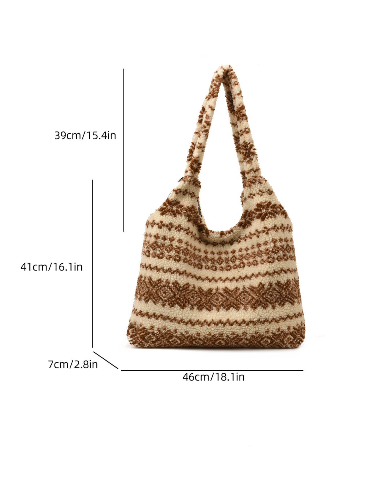 Plush Shoulder Bag - Vintage Style Suitable For Business Casual Wear Women Large Capacity Handbag For Carrying Around 251104