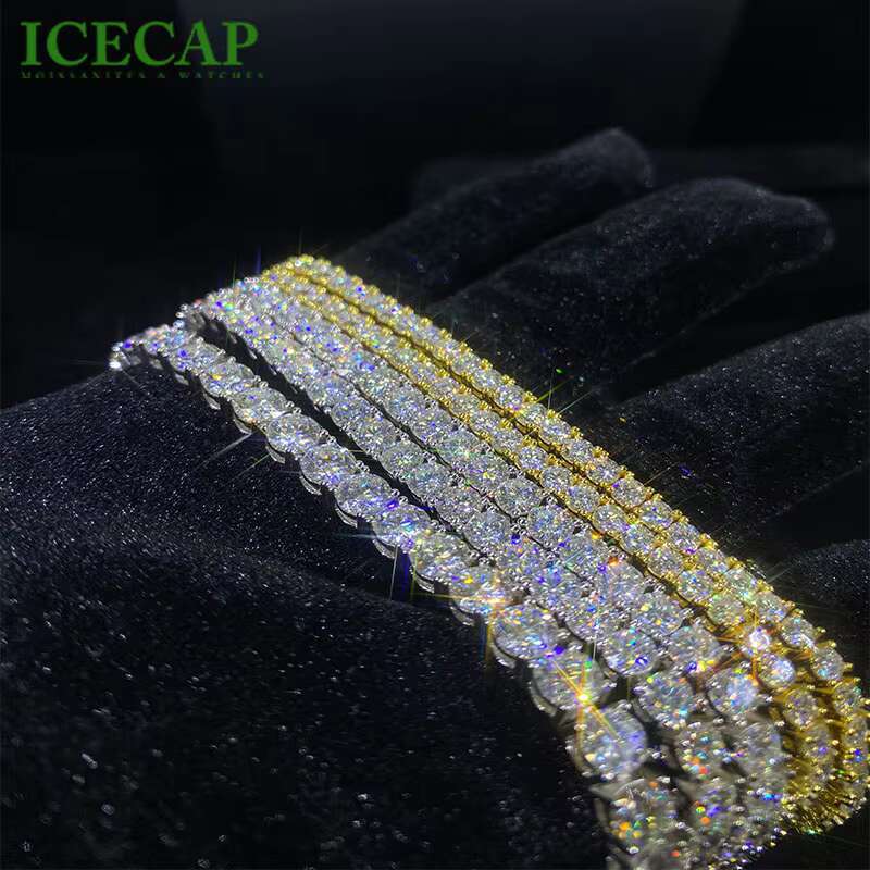 Icecap 3/4/5MM Tennis Bracelet Iced Out Moissanite 925 Sterling Silver Trending Bracelet Fashion Jewelry Womens Tennis Bracelet