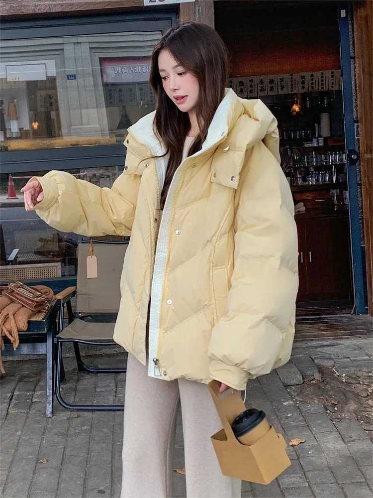 Hooded Down Jackets Women Winter Coats New Korean Style Students Loose Casual Short Thick Warm Quilted Coat Women ClothingT251105
