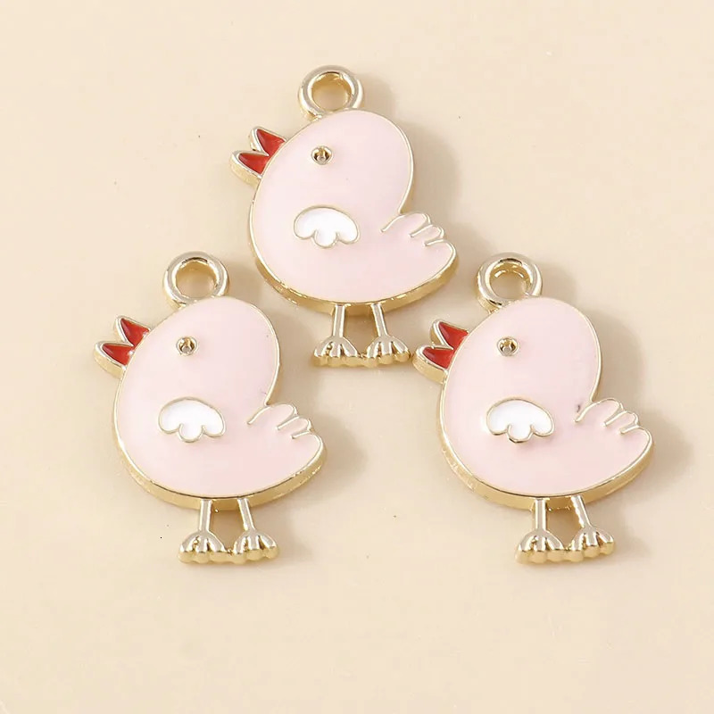 10 Cute Enamel Chicken Charm Kawaii Animal Yellow Bird Pendant DIY Earrings Keychain Jewelry Making Craftsmanship 250325
