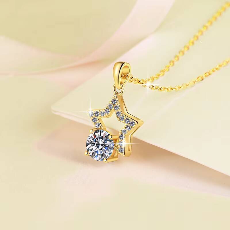 Fine Jewelry Classic High Quality VVs1 18k Gold Plated 1Ct Start Diamond Moissanite S925 Sterling Silver Necklace Pendant