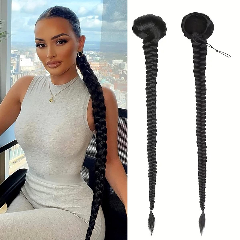 Versatile Long Haired Synthetic Wig Set with Diverse Braiding Techniques Perfectly Suited For Any Occasion