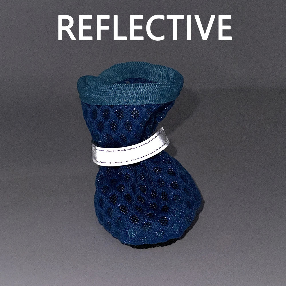 4pc/set Dog Shoes Summer Breathable Pet Boots For Small Dogs Soft Anti-slip Puppy Footwear Outdoor Reflective Chihuahua Supplies 250402