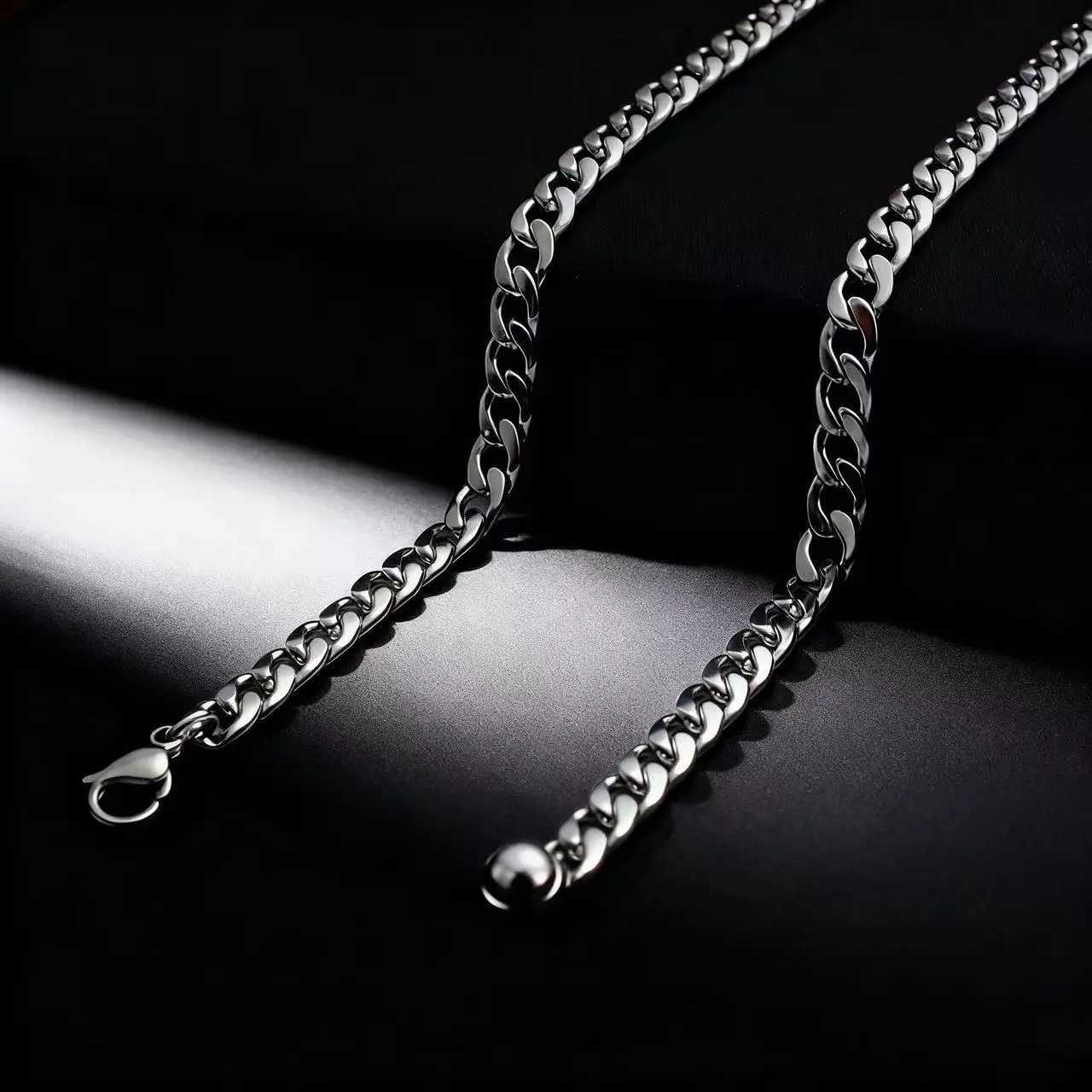 HNSP Stainless Steel Curb Cuban Chain Silver Color Necklace For Men Casual Versati Jewelry Accessories 3MM/5MM/7MM/10MM WidthW251105