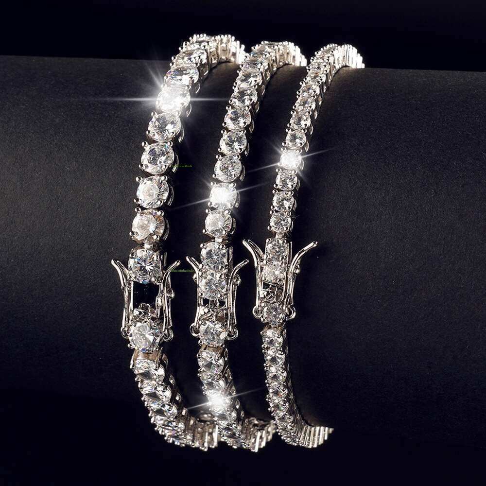 Juncheng GRA VVS Moissanite S Sterg Sier 10K 14K Gold Plated Chain Tennis Bracelet for Men Women Dia