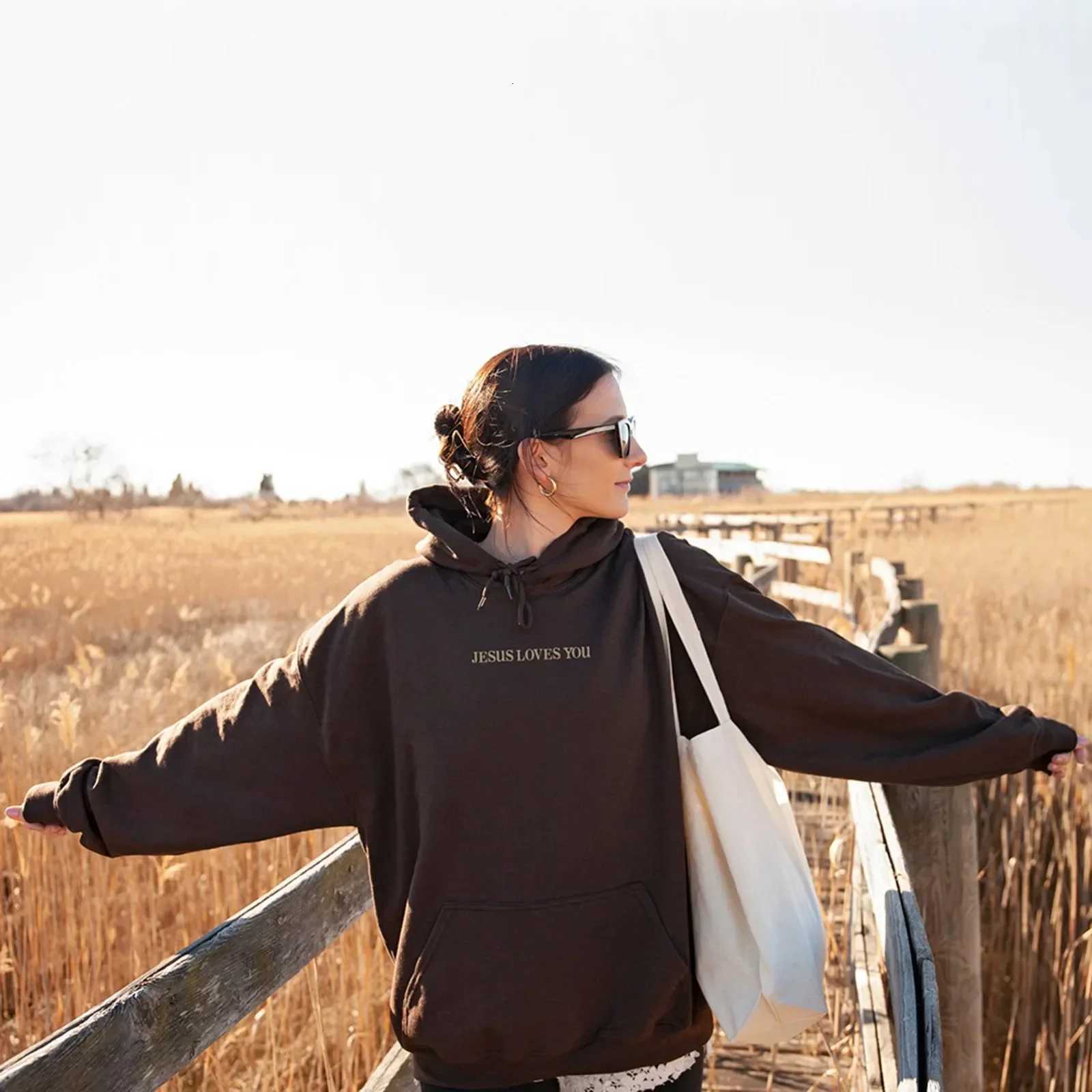 Jesus Loves You Print Pullover Hoodies Womens Hoodie Autumn Winter Men Streetwear Sweatshirt Unisex Hooded Tops Hooded ClothesT251105