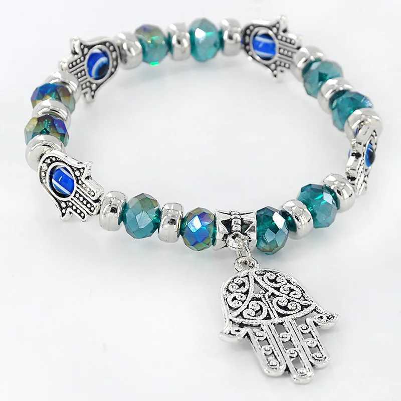 Turkish Blue Eyes For Women Crystal Resin Lucky Bead ing Chain Ladies Charm Jewelry Palm Wear Gifts C251105