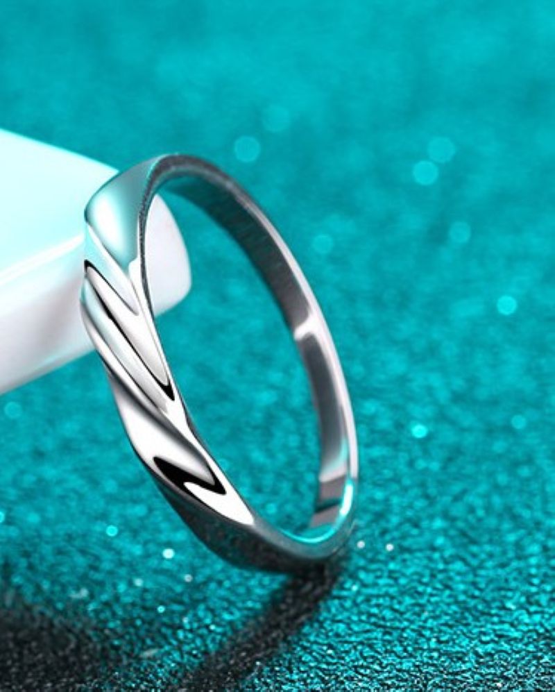 TaiYang S925 Moissanite Couple Ring Mobius Twist Design Band & 0.028ct Moissanite Eternal Ring for Women, 925 Sterling Silver Wedding Engagement Diamo