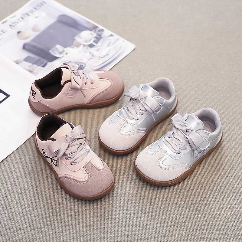 Spring Autumn Girls Sneakers Sweet Bowknot Embroidered Children Tennis Shoes Fashion Non-slip School Versatile Kids Causal ShoesT251105