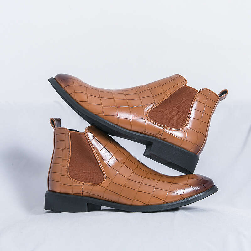 Men's big size autumn and winter new fashionable British style men's casual leather shoes trend Chelsea short boots